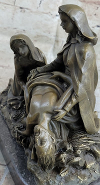 The Lamentation of Christ Jesus With Virgin Mary & Saint Mary Magdalene Bronze
