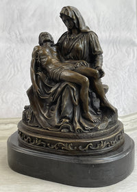 La Pieta by Michelangelo Bronze Miniature Replica on Marble Base