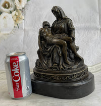 La Pieta by Michelangelo Bronze Miniature Replica on Marble Base