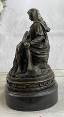 La Pieta by Michelangelo Bronze Miniature Replica on Marble Base