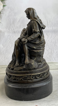 La Pieta by Michelangelo Bronze Miniature Replica on Marble Base