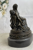 La Pieta by Michelangelo Bronze Miniature Replica on Marble Base