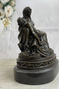 La Pieta by Michelangelo Bronze Miniature Replica on Marble Base