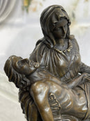 La Pieta by Michelangelo Bronze Miniature Replica on Marble Base