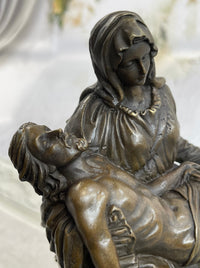 La Pieta by Michelangelo Bronze Miniature Replica on Marble Base