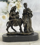 Signed Flight into Egypt Biblical Event Holly Family Bronze