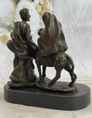 Signed Flight into Egypt Biblical Event Holly Family Bronze