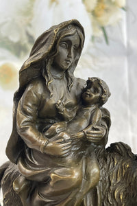 Signed Flight into Egypt Biblical Event Holly Family Bronze