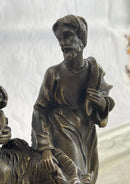 Signed Flight into Egypt Biblical Event Holly Family Bronze