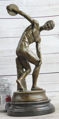 Vintage Grand Tour Bronze Sculpture Discobolos Myron Lost Wax