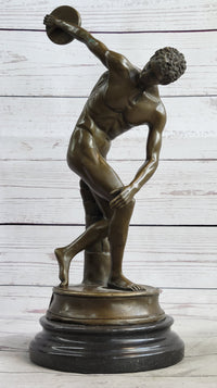 Vintage Grand Tour Bronze Sculpture Discobolos Myron Lost Wax
