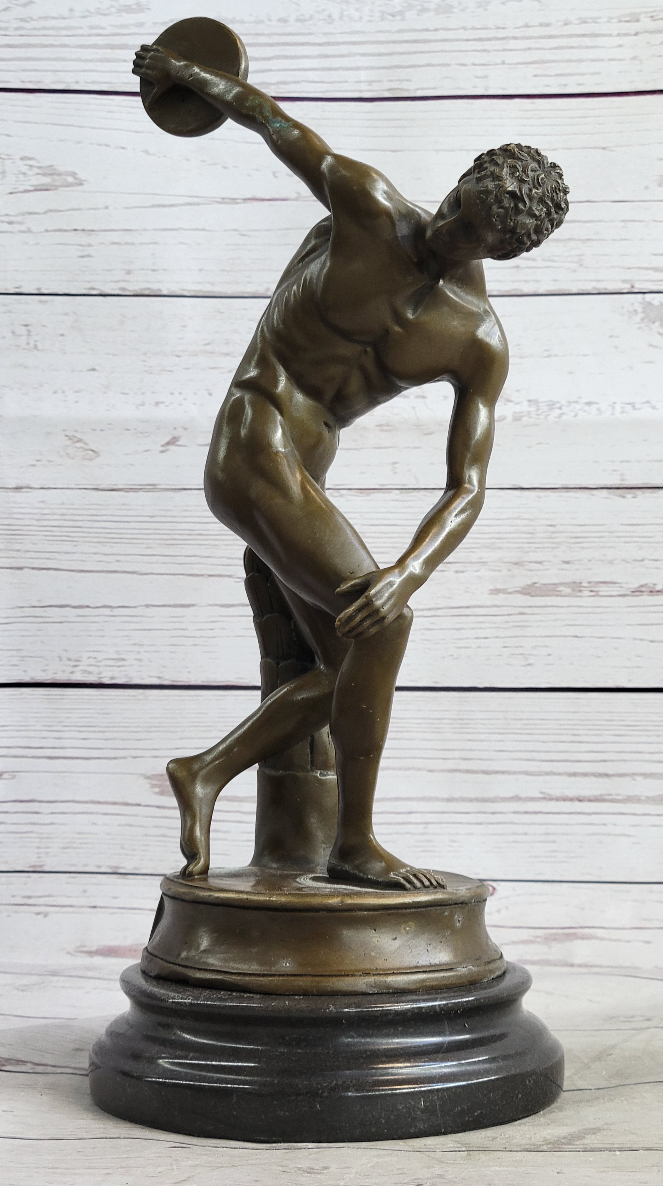 Vintage Grand Tour Bronze Sculpture Discobolos Myron Lost Wax