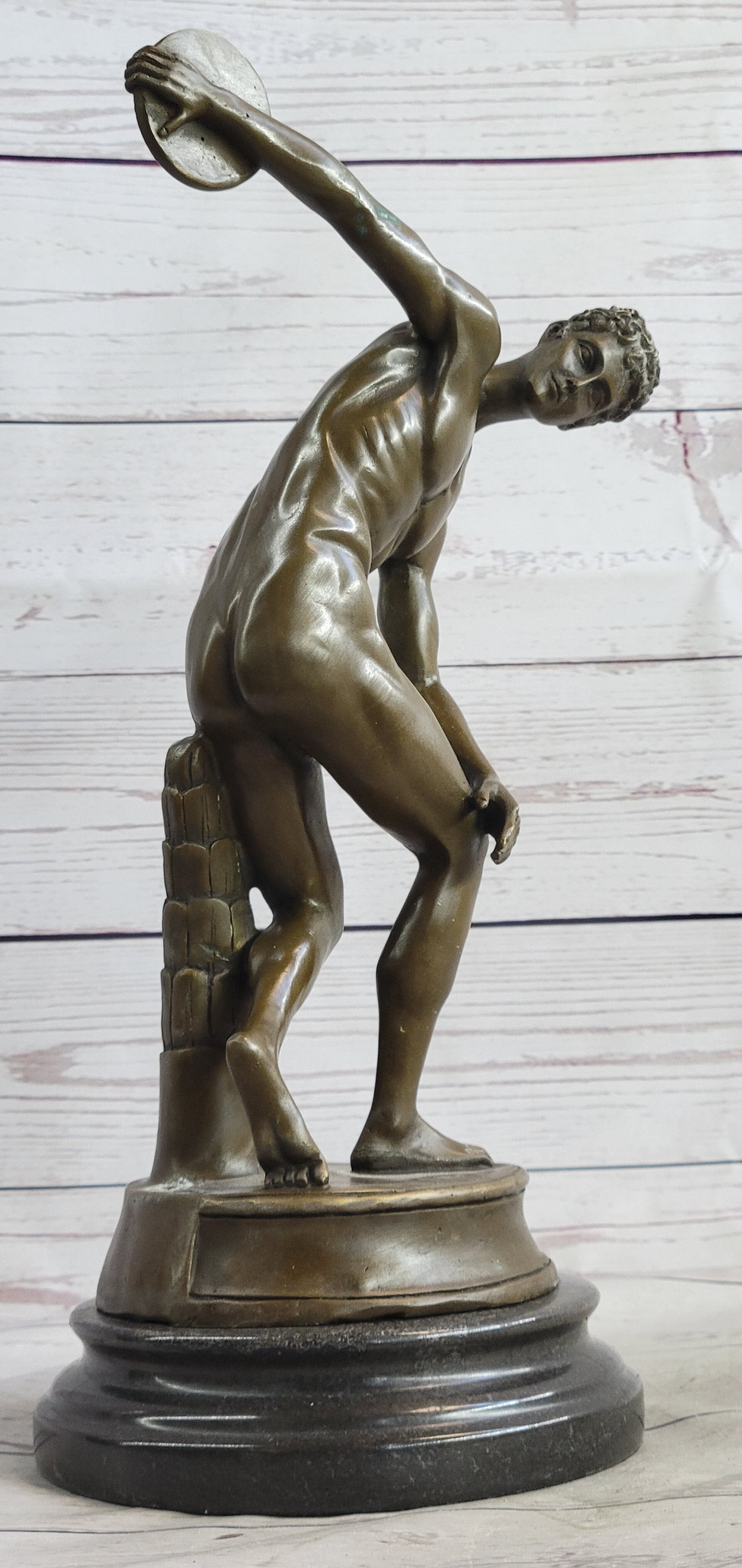 Vintage Grand Tour Bronze Sculpture Discobolos Myron Lost Wax