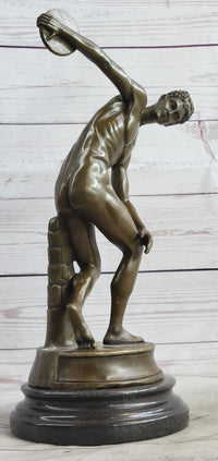 Vintage Grand Tour Bronze Sculpture Discobolos Myron Lost Wax