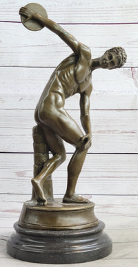 Vintage Grand Tour Bronze Sculpture Discobolos Myron Lost Wax