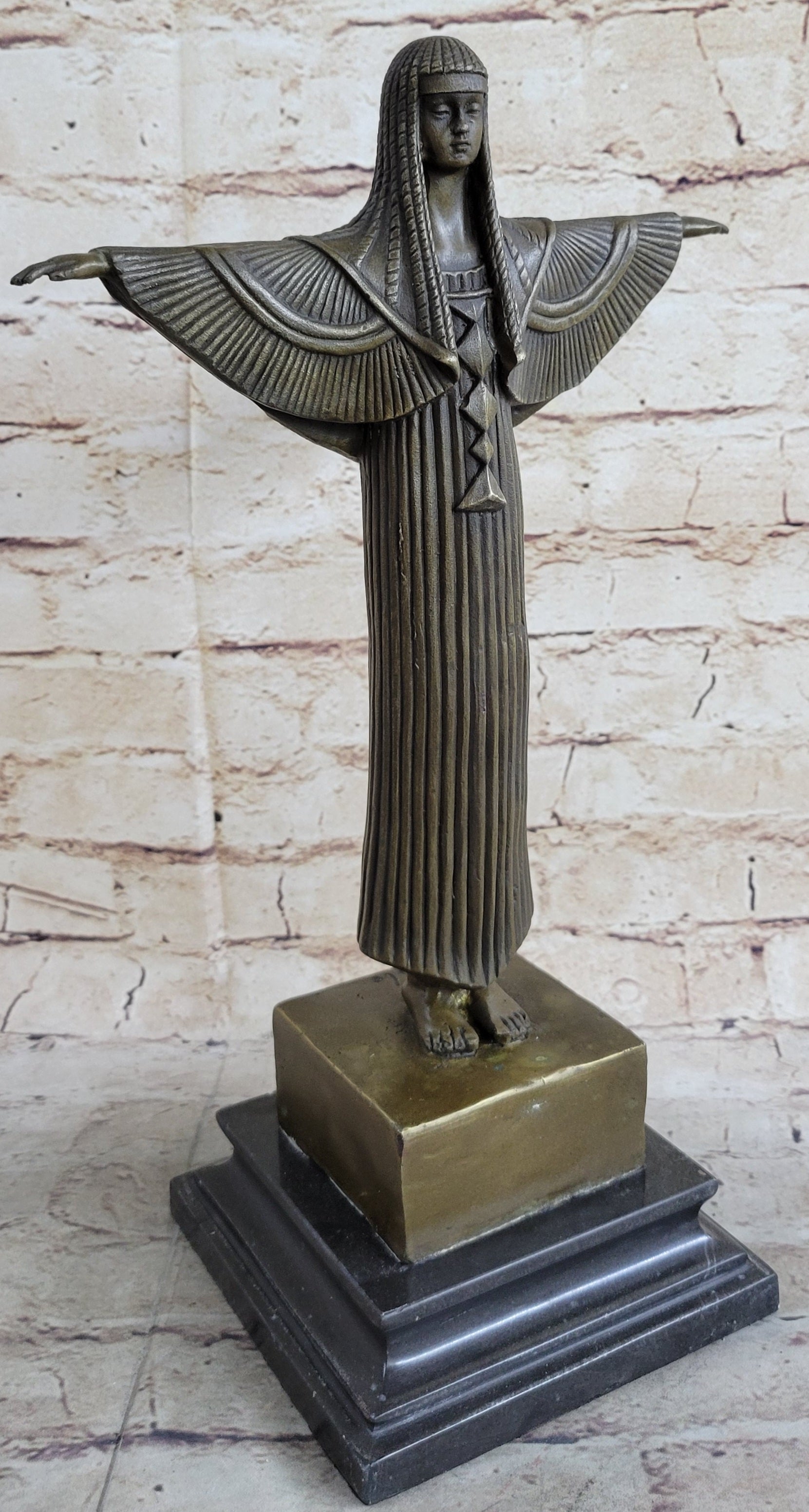Milo Egyptian Princess Bronze Marble Sculpture Art Deco