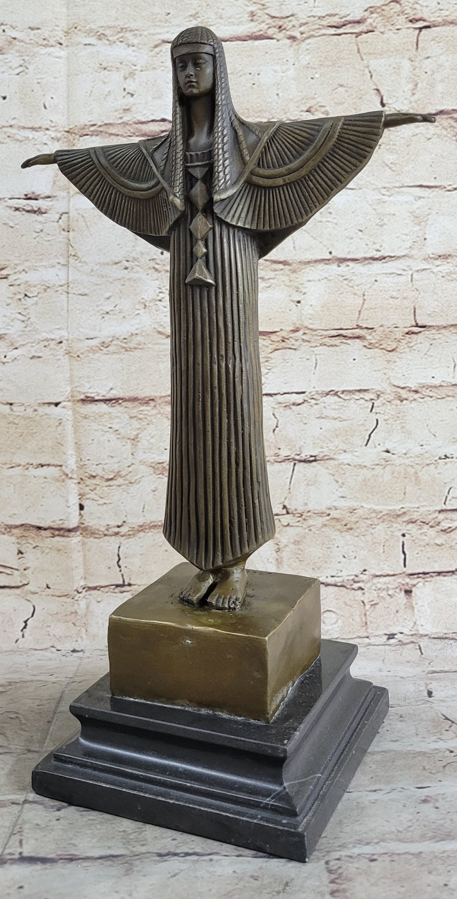 Milo Egyptian Princess Bronze Marble Sculpture Art Deco