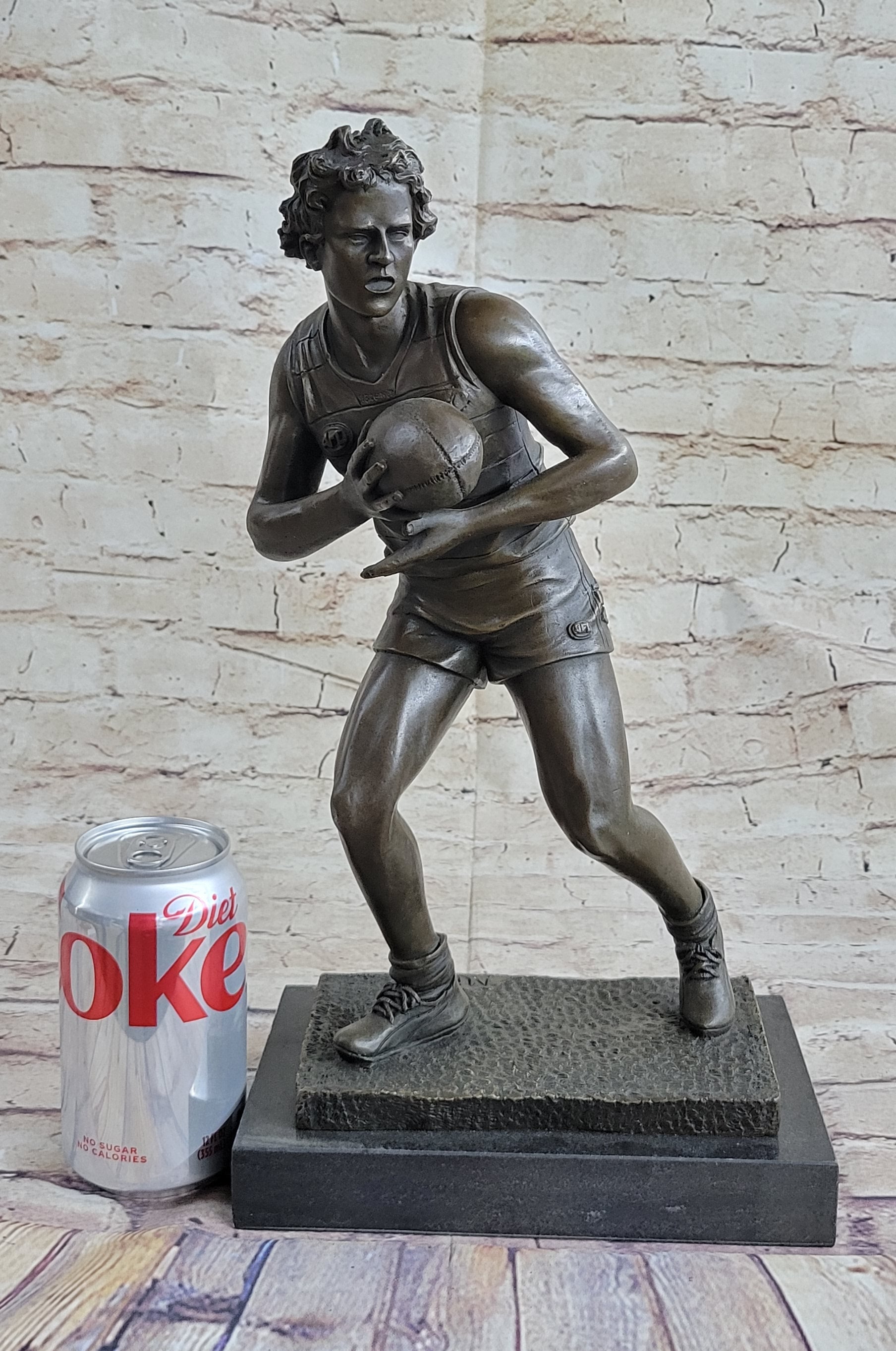 Rugby Football Player Bronze Sculpture Trophy 15" x 8"