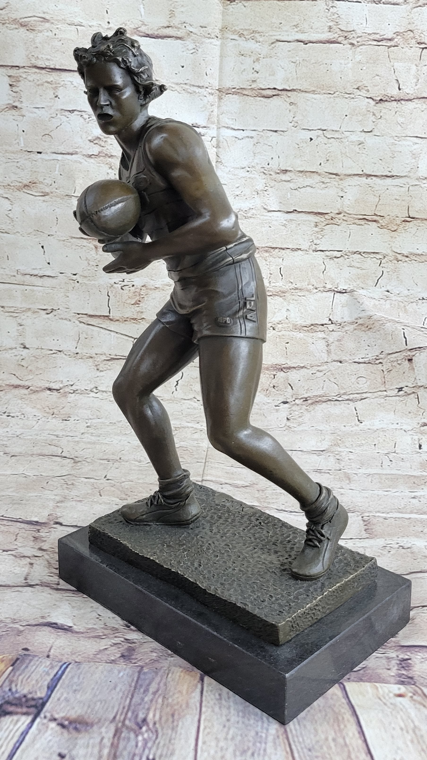 Rugby Football Player Bronze Sculpture Trophy 15" x 8"