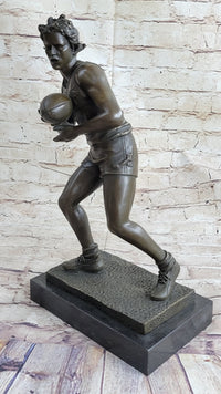 Rugby Football Player Bronze Sculpture Trophy 15" x 8"