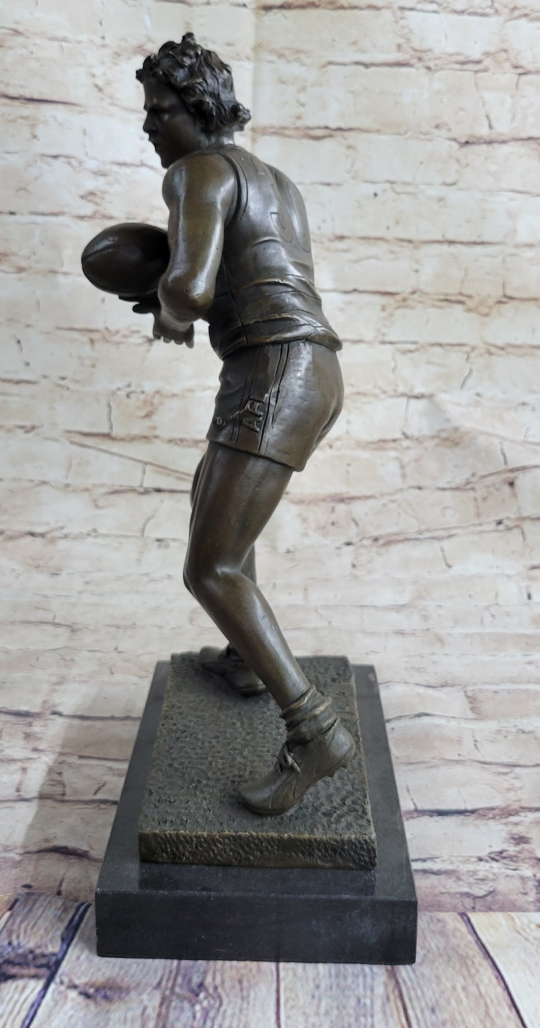 Rugby Football Player Bronze Sculpture Trophy 15" x 8"