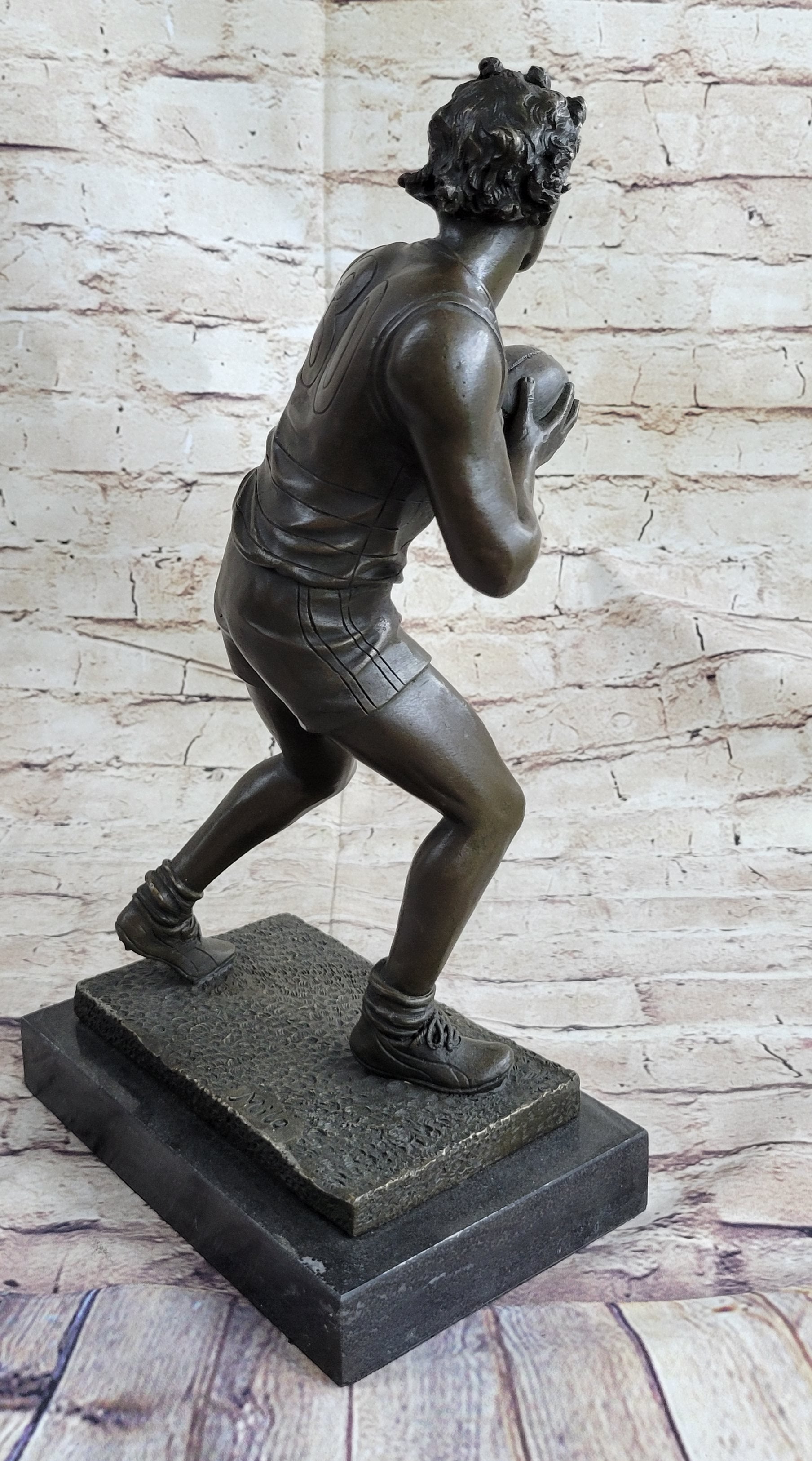 Rugby Football Player Bronze Sculpture Trophy 15" x 8"