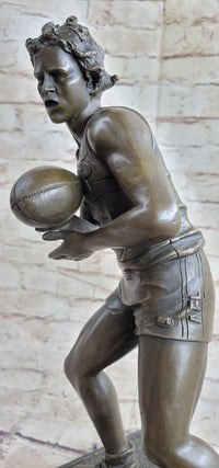 Rugby Football Player Bronze Sculpture Trophy 15" x 8"