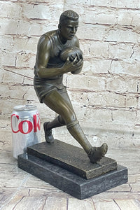 Football Rugby Athlete Bronze Sculpture on Marble Base