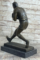 Football Rugby Athlete Bronze Sculpture on Marble Base