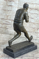 Football Rugby Athlete Bronze Sculpture on Marble Base