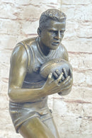 Football Rugby Athlete Bronze Sculpture on Marble Base