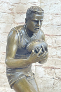 Football Rugby Athlete Bronze Sculpture on Marble Base