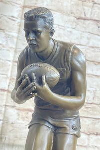 Football Rugby Athlete Bronze Sculpture on Marble Base