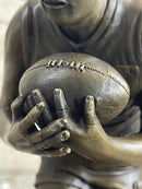 Football Rugby Athlete Bronze Sculpture on Marble Base