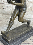 Football Rugby Athlete Bronze Sculpture on Marble Base