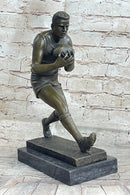 Football Rugby Athlete Bronze Sculpture on Marble Base