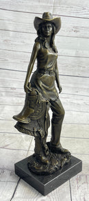 Cowgirl Female Cowboy Bronze Sculpture 15" x 6"