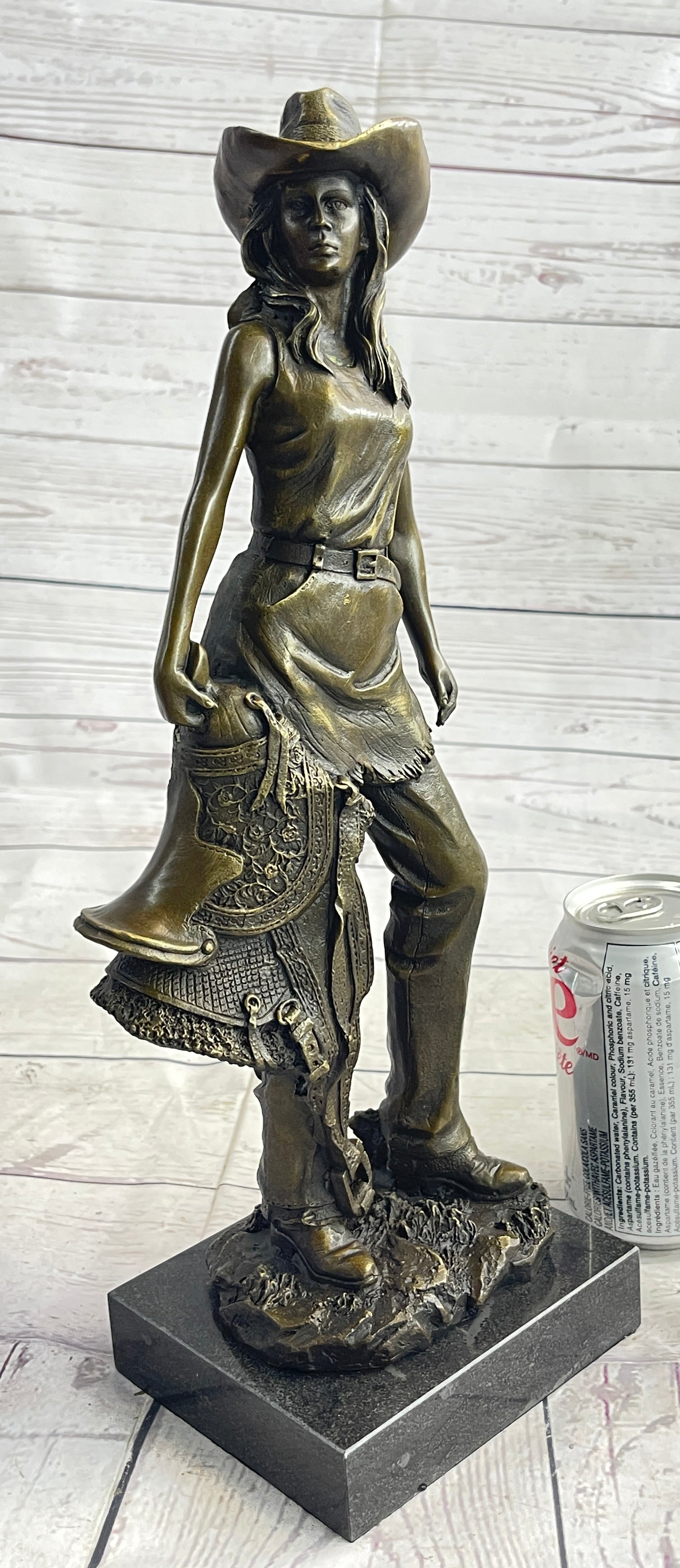 Cowgirl Female Cowboy Bronze Sculpture 15" x 6"