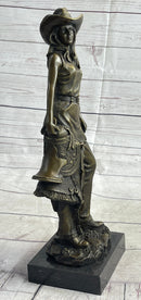 Cowgirl Female Cowboy Bronze Sculpture 15" x 6"