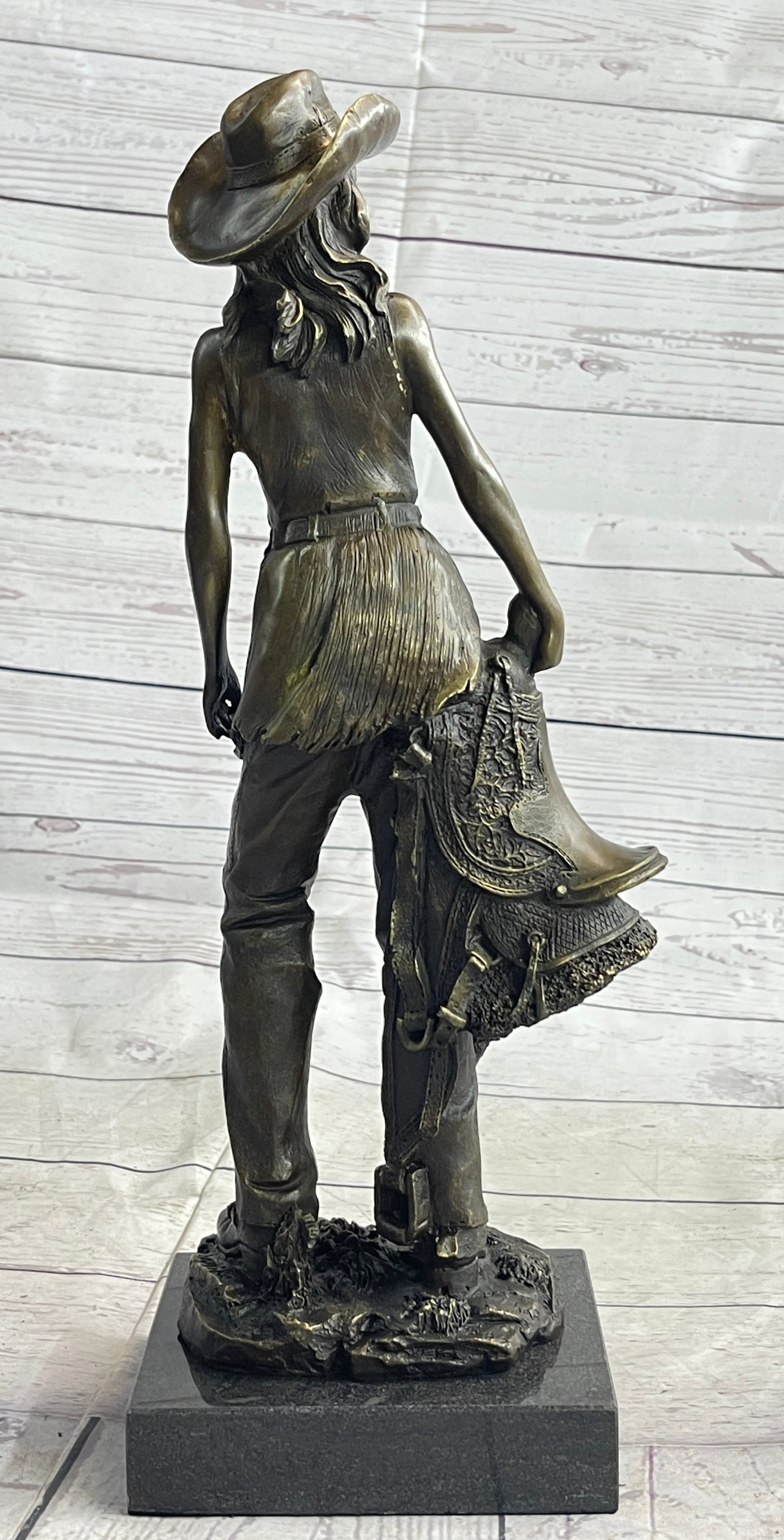 Cowgirl Female Cowboy Bronze Sculpture 15" x 6"
