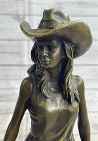Cowgirl Female Cowboy Bronze Sculpture 15" x 6"