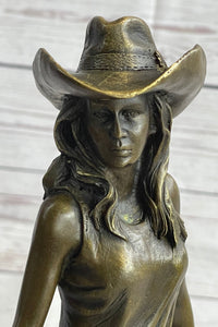 Cowgirl Female Cowboy Bronze Sculpture 15" x 6"