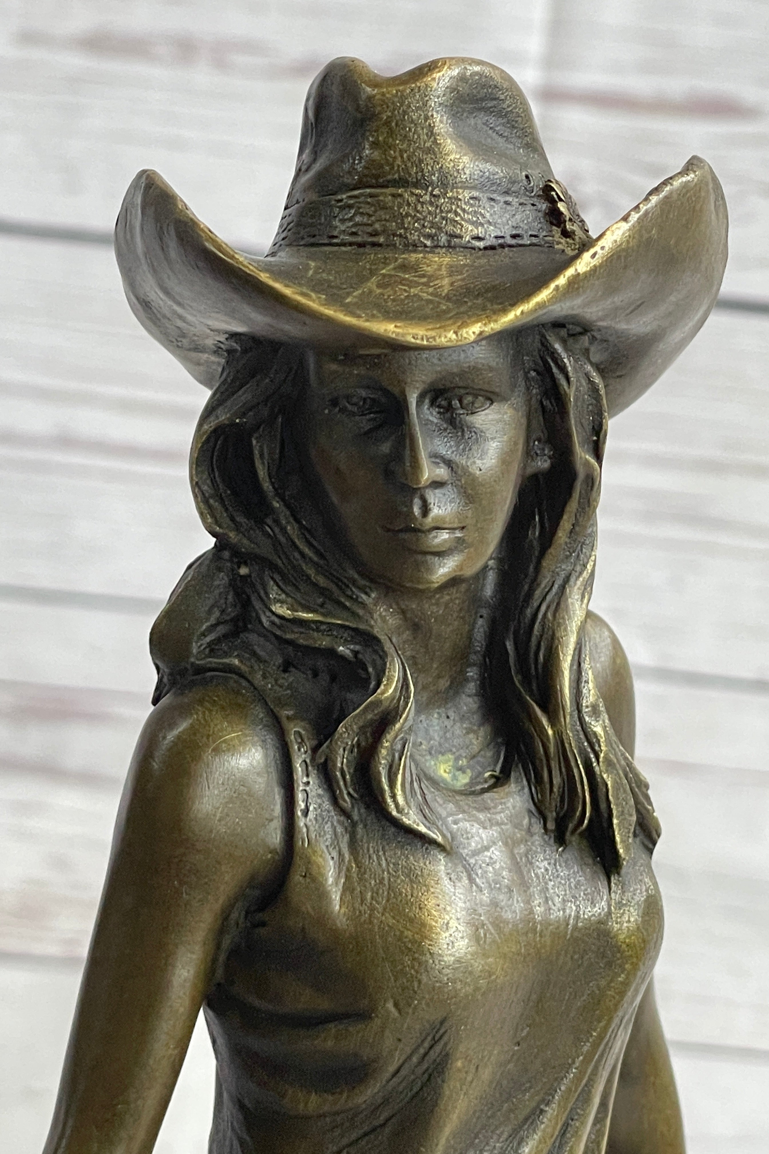 Cowgirl Female Cowboy Bronze Sculpture 15" x 6"