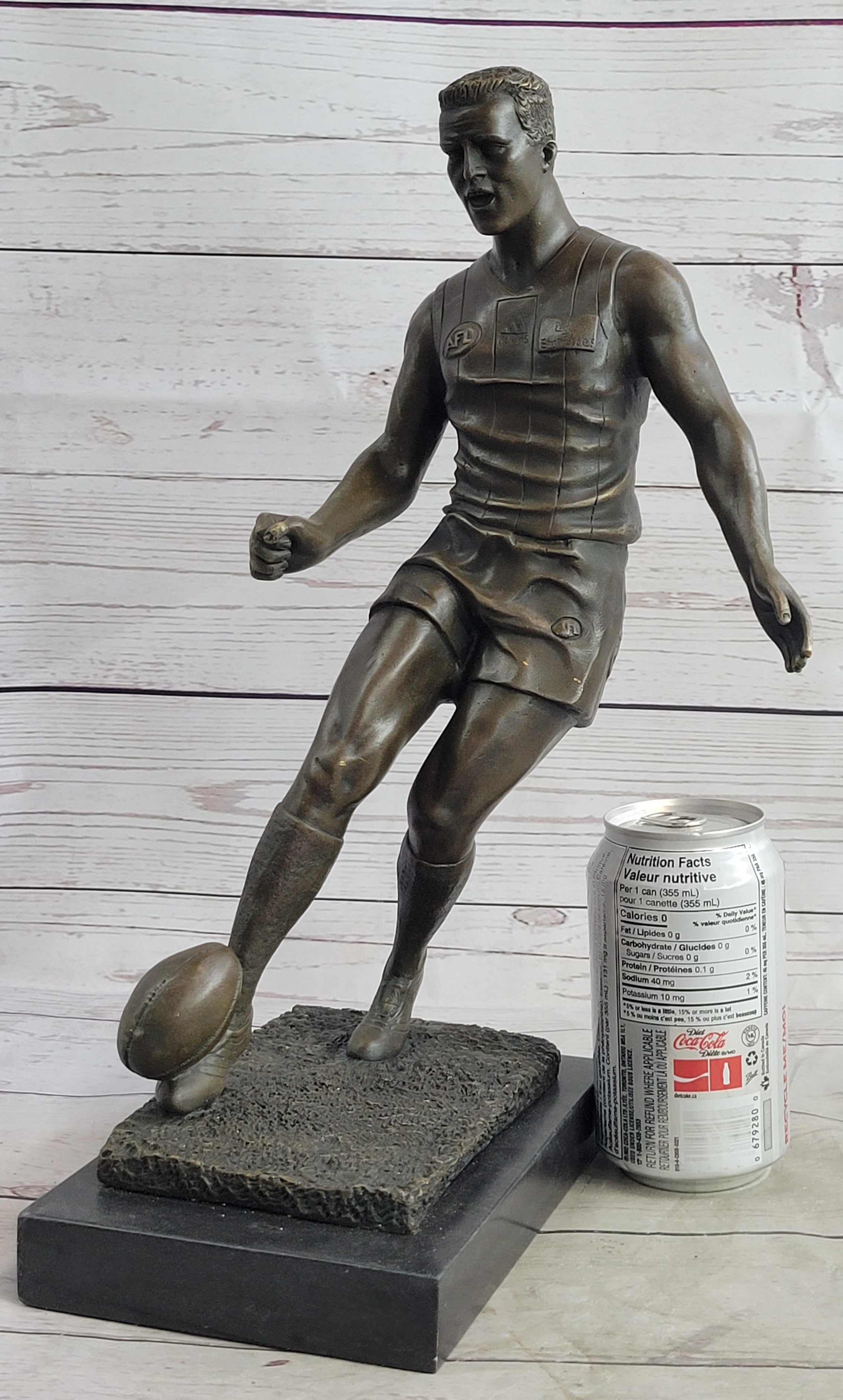 Large Muscular Rugby Player Bronze Sculpture by Milo