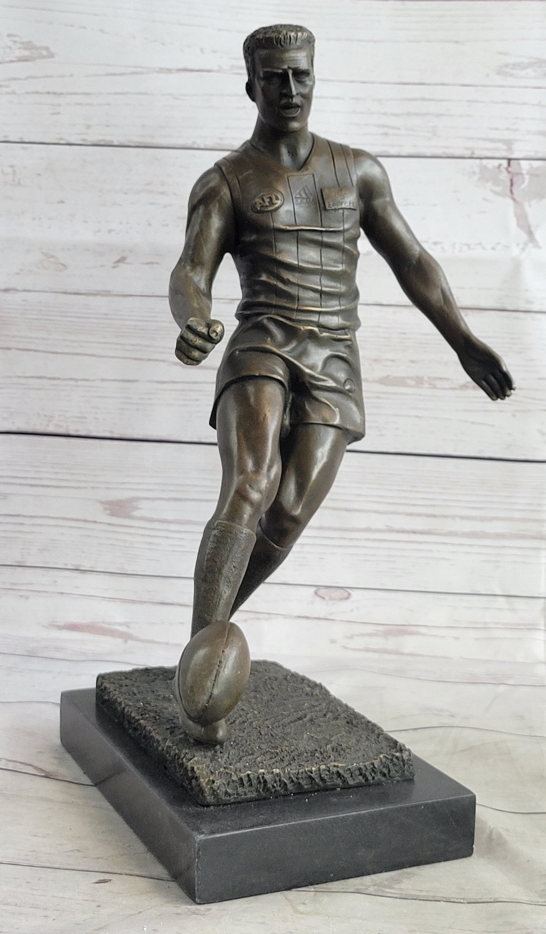 Large Muscular Rugby Player Bronze Sculpture by Milo