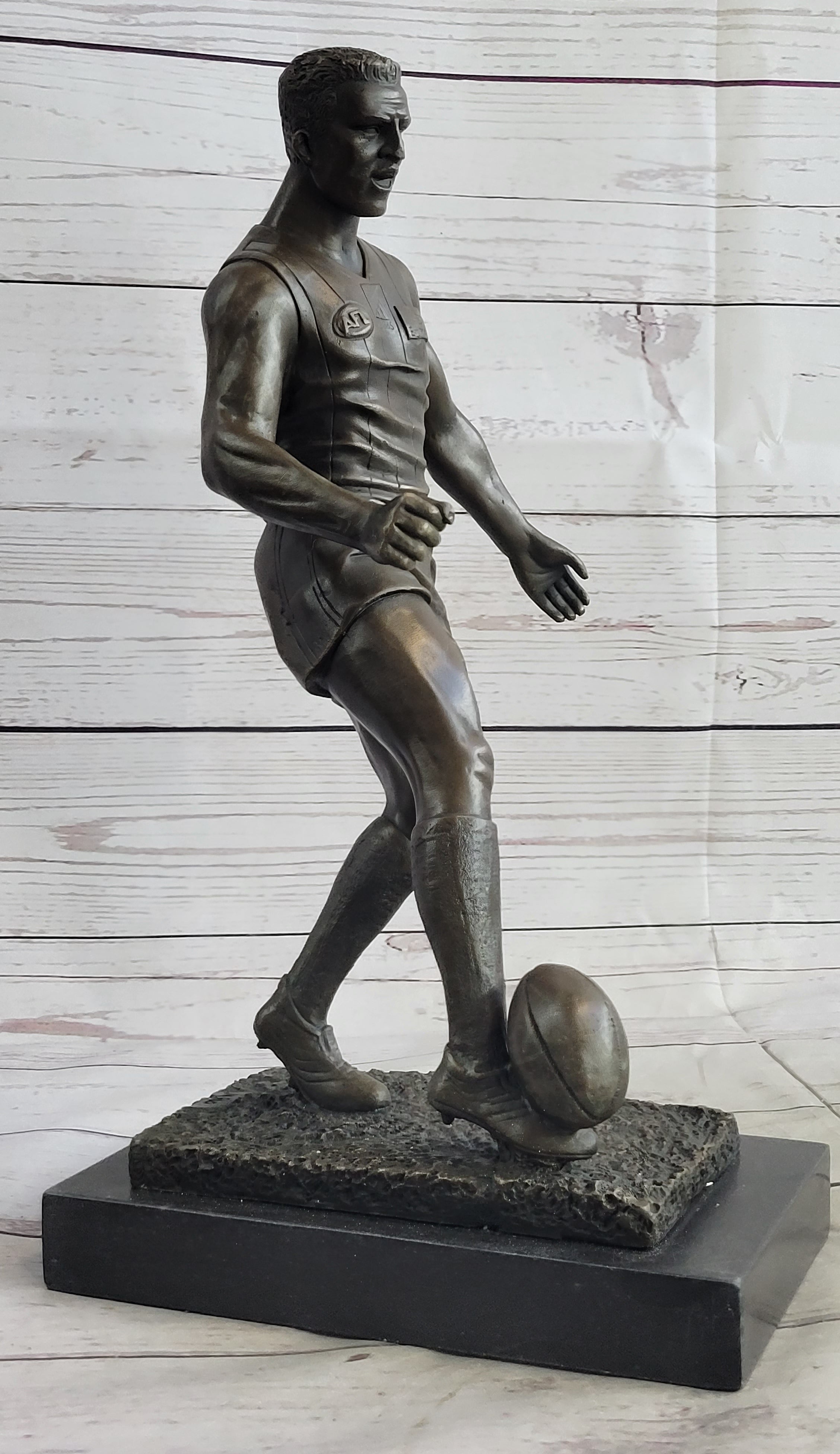 Large Muscular Rugby Player Bronze Sculpture by Milo