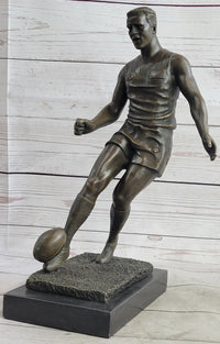 Large Muscular Rugby Player Bronze Sculpture by Milo