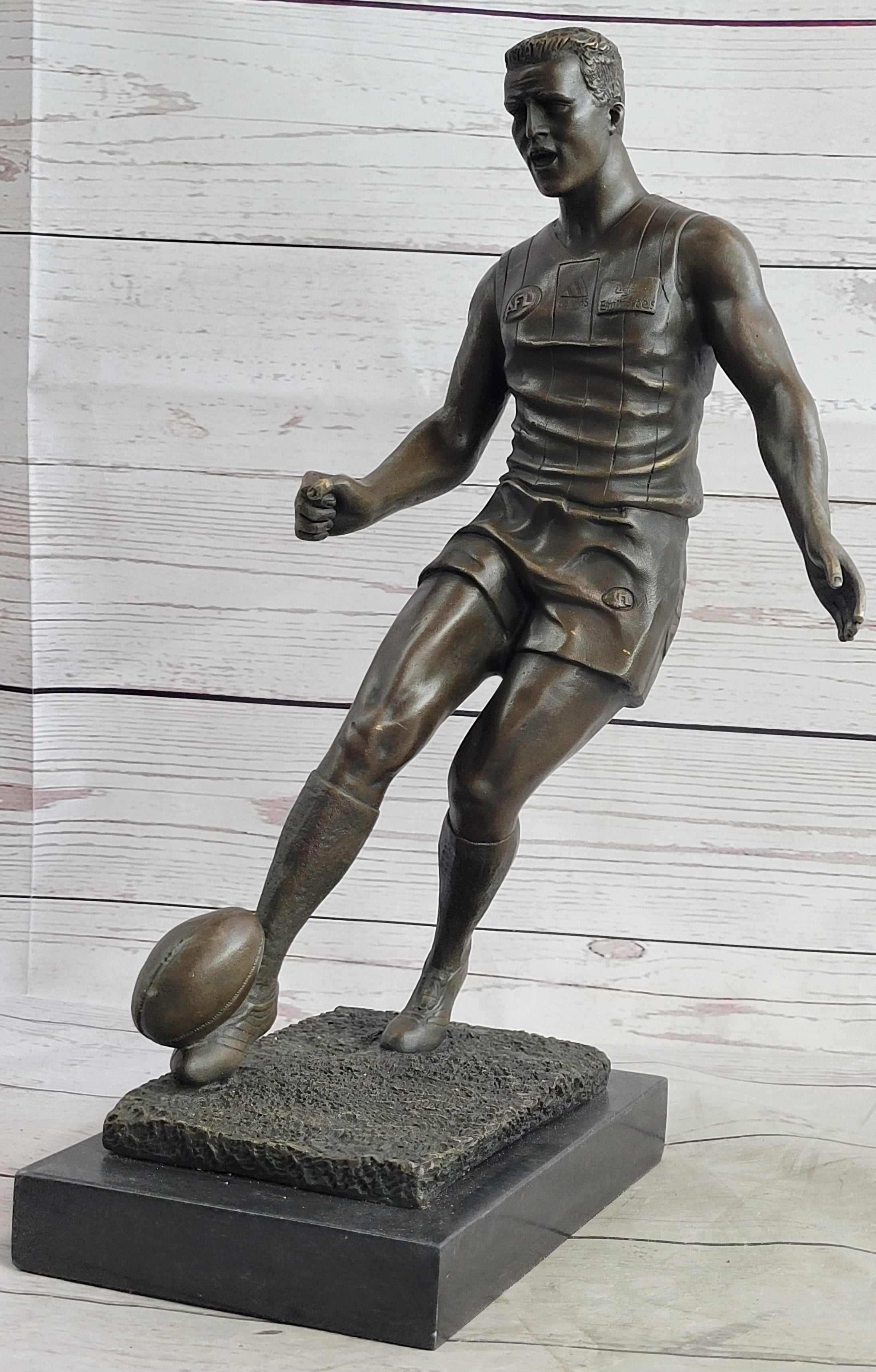 Large Muscular Rugby Player Bronze Sculpture by Milo