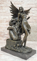 Art Deco Hot Cast Midnight Fairy with Gargoyle Bronze by Aldo Vitaleh