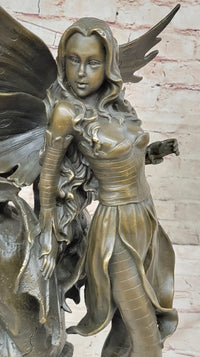 Art Deco Hot Cast Midnight Fairy with Gargoyle Bronze by Aldo Vitaleh